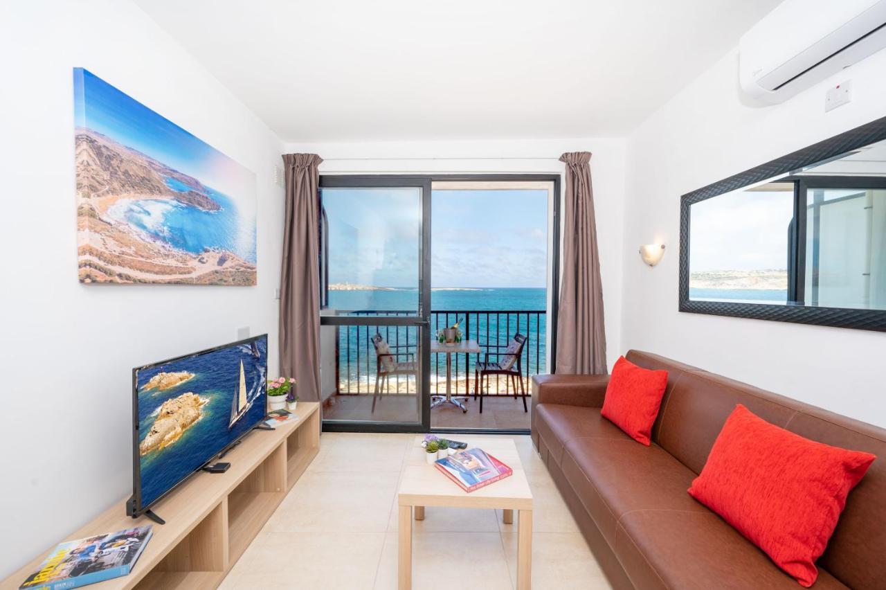 Islet Promenade Seafront 1 Bedroom Apartment With Sea View Balcony By Getawaysmalta St. Paul's Bay Exterior foto